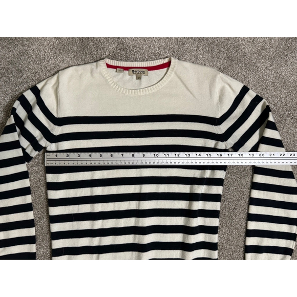 Barbour Pima Cotton Stripe Sweater Navy/Cream US Size 8/UK Size 12 - Picture 5 of 10
